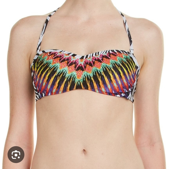 Pilyq Embroidered Bandeau Top & Teeny Bkack Bottom Bikini Swimsuit Set - Picture 5 of 14